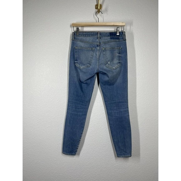 AMO Twist Crop Jeans 70s Blue Size 25 Split Hem - Picture 4 of 6